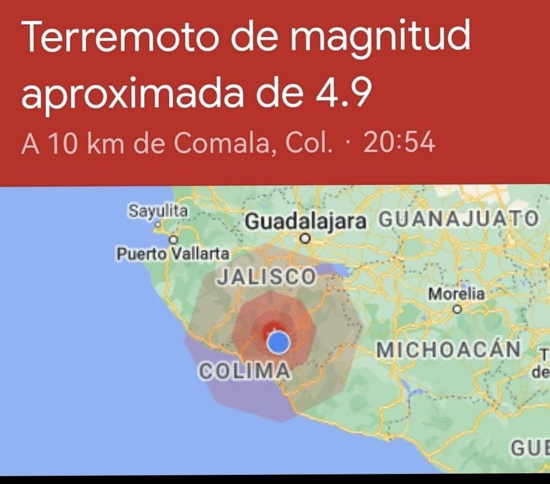 maxcortespress's tweet photo. Se actualiza información información preliminar del sismo con epicentro en Comala, Colima, la estimación es magnitud 4.9 https://t.co/L6XV6dReGr