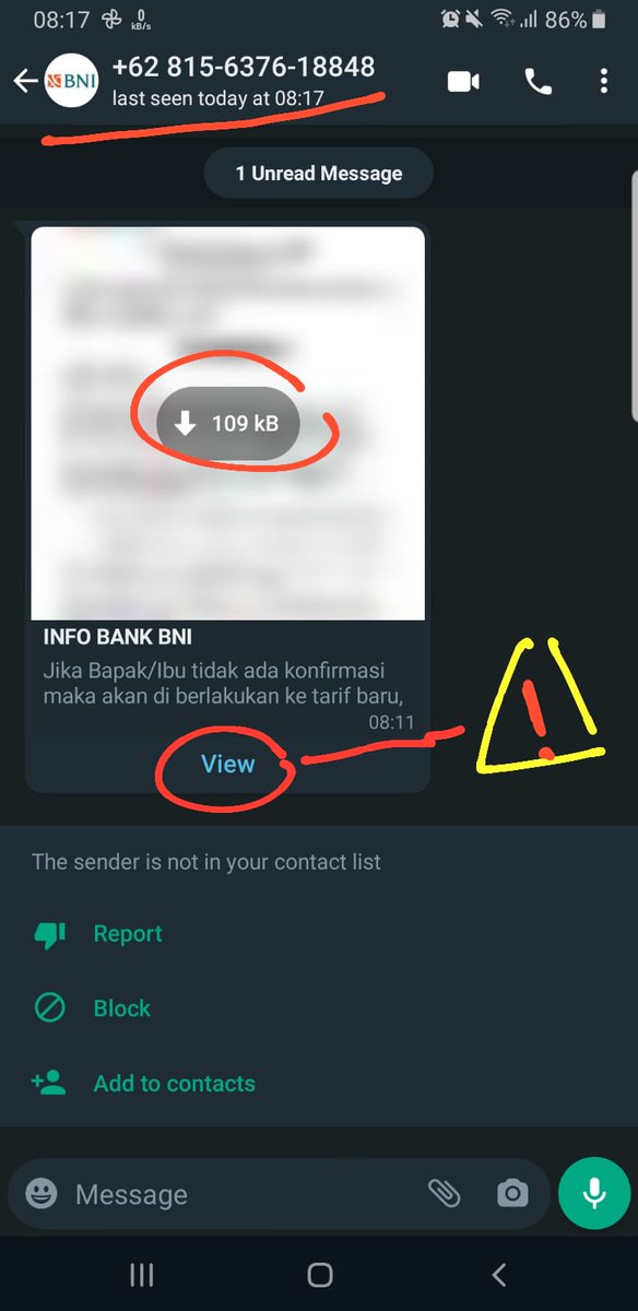 Penjahat phising makin merajalela dgn modus berubah²

Selama ini gunakan APK 
Skrg gunakan Action Button 'View'

Jangan klik
Segera block

Kita lengah dikit aja langsung jadi korban. Saldo di bank/ market place dll dikuras habis. 

Nomer HP kita dipakai utk menipu sana-sini