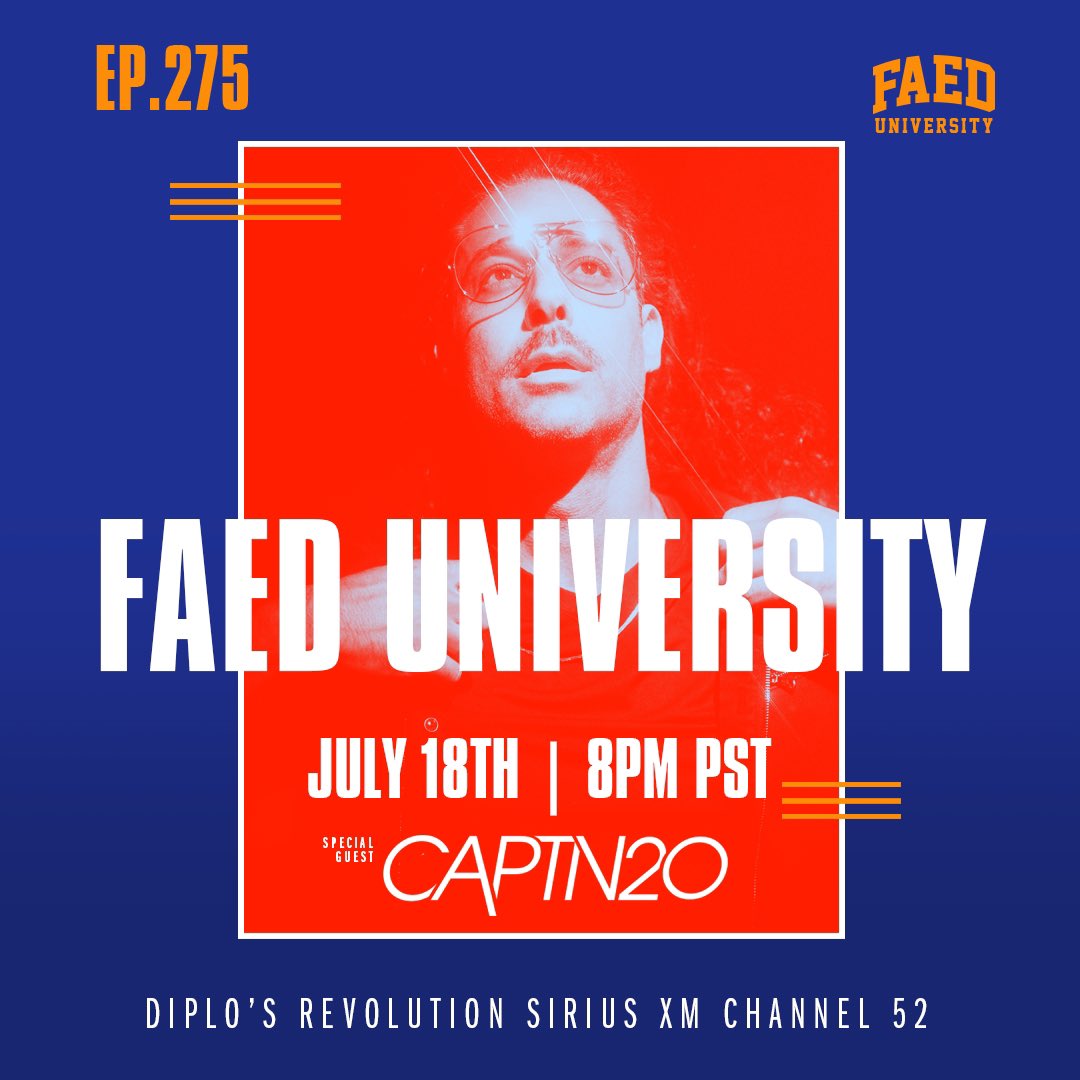 Everyone Tuned in <a href="/WEAREFAED/">FAED</a> Presents #FAEDUniversity with <a href="/EricDlux/">ERIC DLUX</a> &amp; @DJFive and Guest Mixer <a href="/DJCaptn20/">el Capitán Veinté 🚀🧜🏽‍♂️</a> on <a href="/SIRIUSXM/">SiriusXM</a> @Diplo's #Revolution Ch 52
