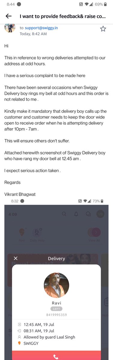 Vikrant23210690's tweet photo. @SwiggyCares 

Hope Swiggy takes action on wrong deliveries. https://t.co/WMrWfMTD9K