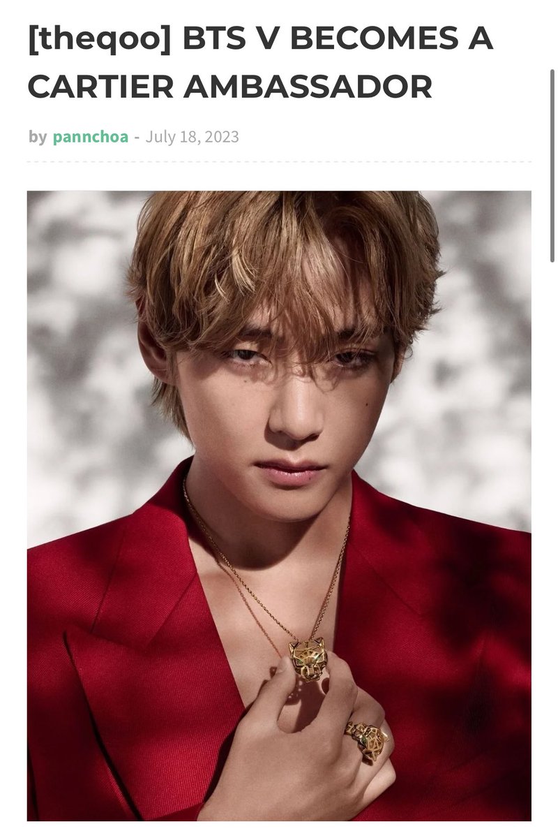 notpannchoa on X: [ notpannchoa ] BTS V becomes Cartier's newest global  ambassador   / X