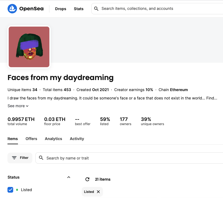 all artworks are successfully re-listed! :D 구매 가능한 얼굴들을 오늘 전부 다시 리스팅했습니다. #nfts #nftartwork #NFTCollection #NFTartist #엔에프티 #느프트 #NFT #portraits #opensea <a href="/opensea/">OpenSea</a>