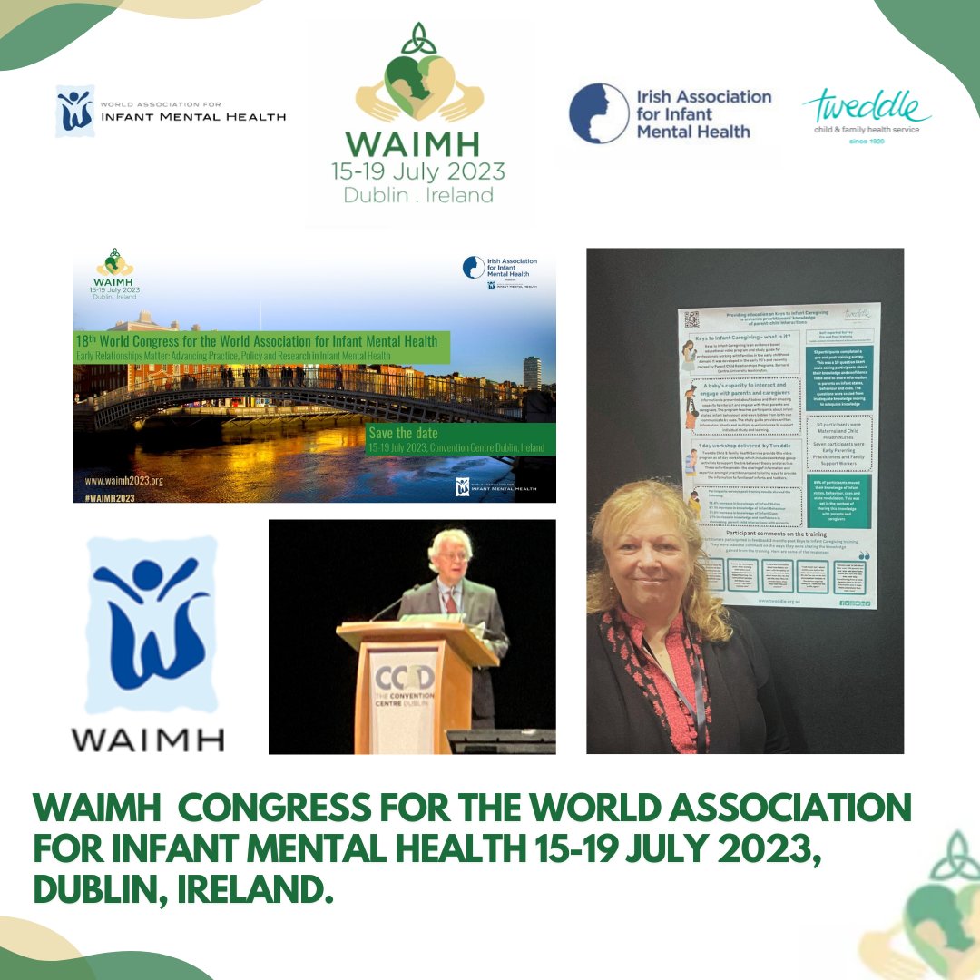 Director, Research &amp; Education Beverley Allen is at the World Assoc for Infant Mental Health Congress in Ireland representing Tweddle. President of #WAIMH (pictured), is Prof Campbell Paul, Infant &amp; Child Psychiatrist Consultant at the RCH. More waimh2023.org 
#WAIMH23