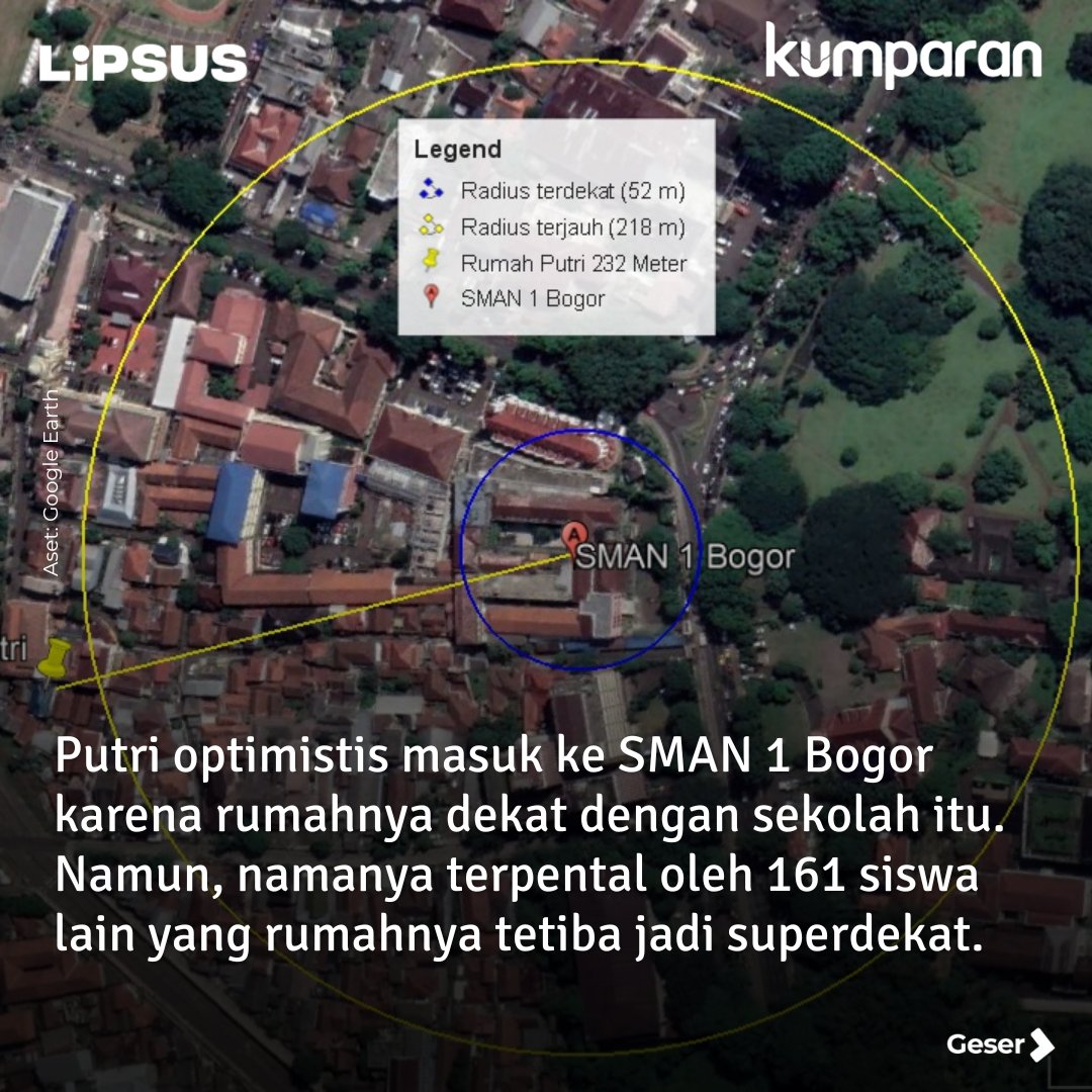 kumparan's tweet photo. Putri yang tinggal di RT 2/RW 3 Kelurahan Paledang, Bogor Tengah, gagal masuk sekolah di dekat rumahnya, SMAN 1 Bogor. Ia hanya ditemani neneknya kala menerima kabar pahit itu. Ibunya tak tinggal bersamanya, sedangkan ayahnya sudah meninggal.

#kumparanplus #lipsus #busuknyappdb #timlipsus #carousel