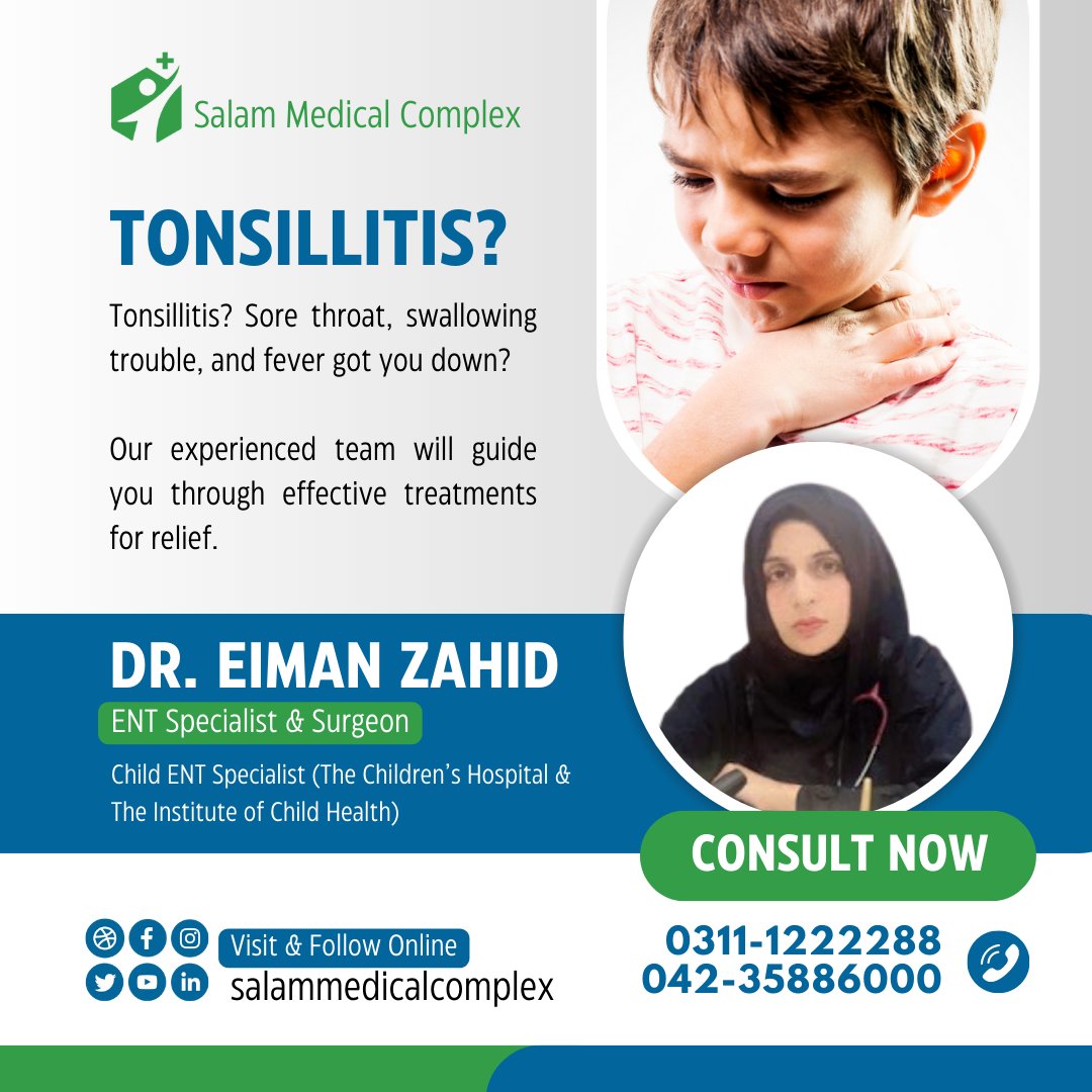 ComplexSalam's tweet photo. 🌟 Discover the Path to Healthy Throats! 🗣️💙

👉FOR APPOINTMENT &amp; INQUIRY
☎️042-35886000
📱0311-1222-288
🌍320 Main Ferozpur Road Near Kalma Chowk Flyover, Lahore.

#ThroatProblems #HealthyVoice #ExpertCare #SalamMedicalComplex https://t.co/52KSPPVb9s