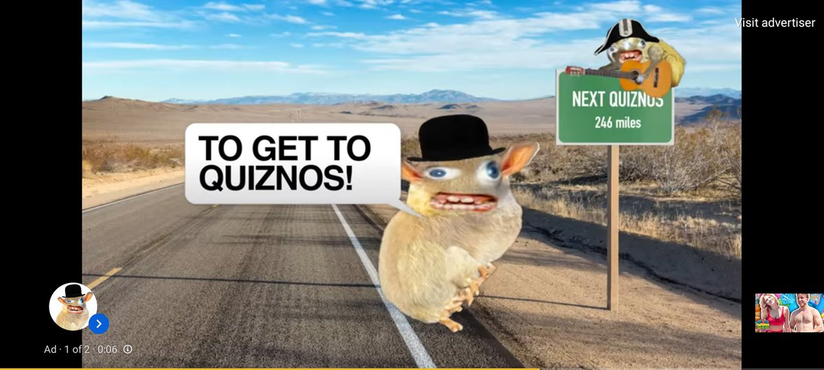 _sparklysaturn's tweet photo. the quiznos subs weird gremlin thing is back and it scared me more than it should have https://t.co/eyG7aayYHD