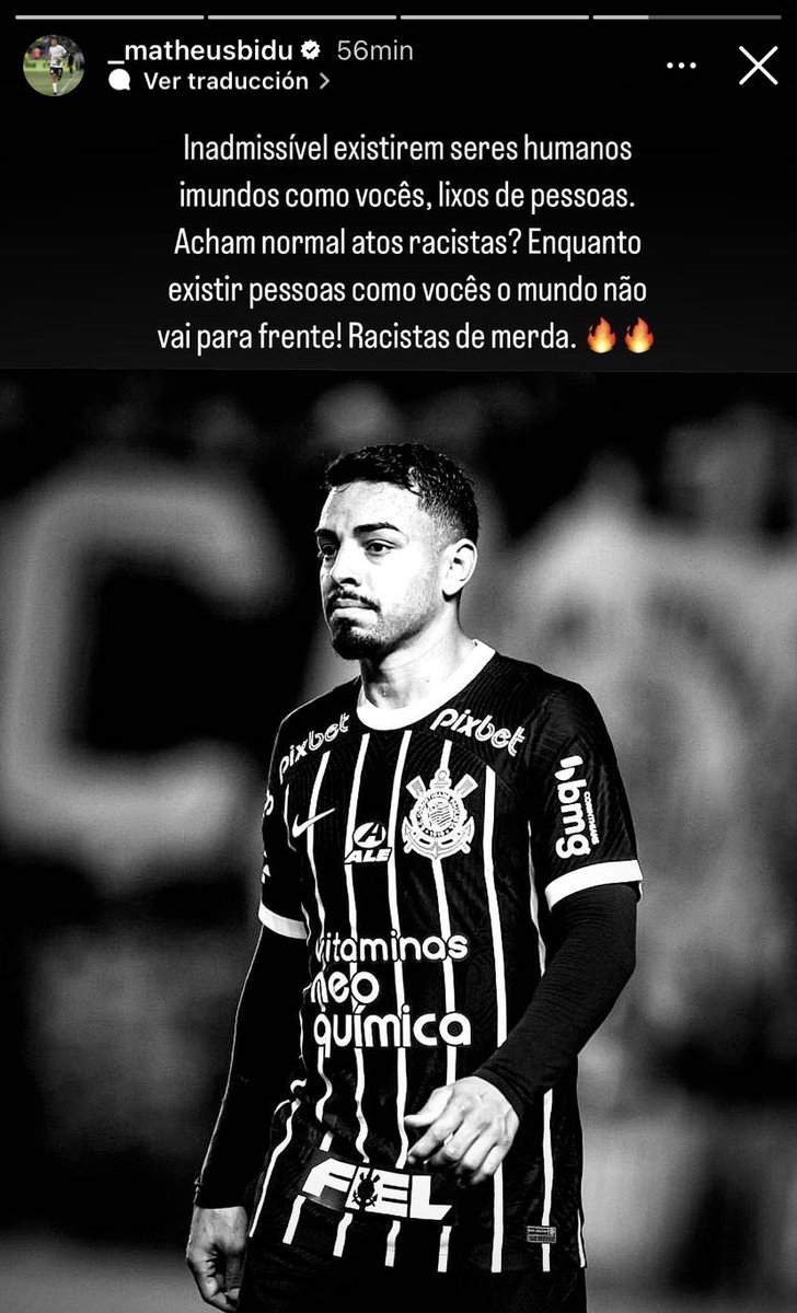 ErickOsores's tweet photo. 😳Matheus Biduben futbolista dé Corinthians.

"No es posible que exista seres humanos tan inhumanos como ustedes, basuras de personas. ¿Creen que es normal cometer actos racistas? Mientras sigan existiendo personas como ustedes, el mundo no va a progresar. Racistas de mier ..." https://t.co/UsTFwsnJYl