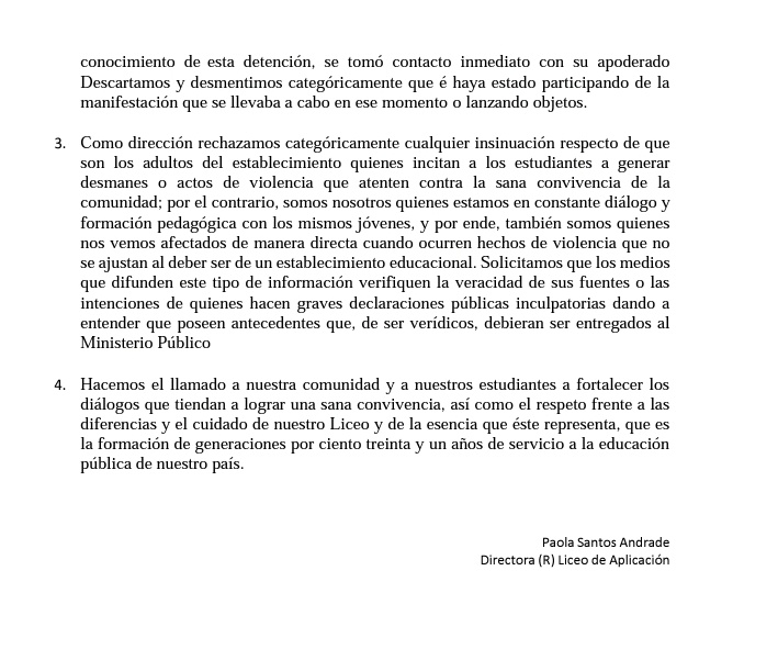 madres_x's tweet photo. Respecto de nuestro estudiante de séptimo básico que fue detenido cuando salía del liceo hacia su casa, él está adscrito al Programa de Integración Escolar, y venía saliendo de una sesión con especialistas del liceo y se dirigía a su casa para almorzar y luego retornar en la... https://t.co/aokUt8C1Ly