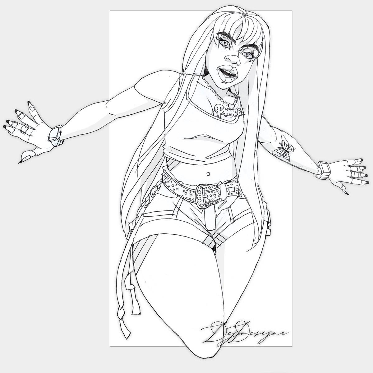DejoDesigna's tweet image. Producing and Practicing more of my style with A Cartoon Character Art of @icespicee_ 
#Icespice #Artist #Nyartist #bronx #NYC #Drawing #Artwork #Cartoon #Lineart #cartoon #characterdesign #princessdiana #commissionsopen #dmv #art
