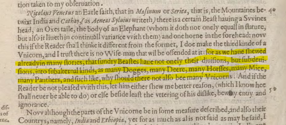(8 of 10) This is evident through his logic that because there are different varieties of other animals that there most surely must be many different varieties of unicorns.