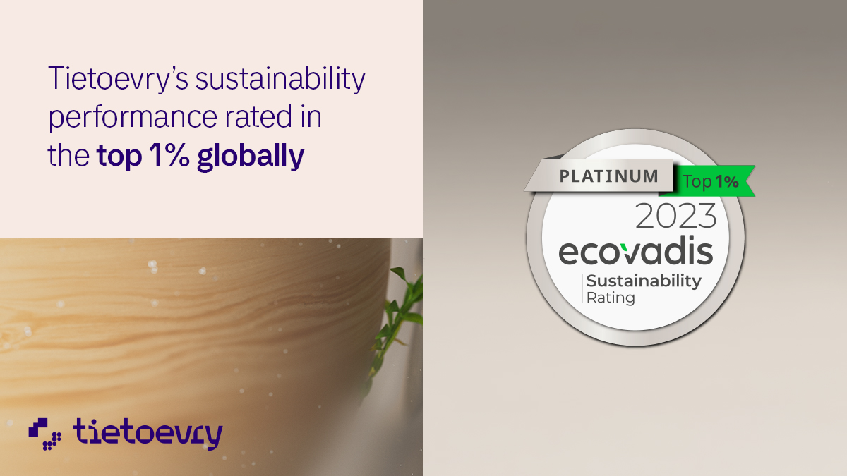 “We are very proud of again achieving the EcoVadis platinum rating. It shows we have both a good ambition and governance to run our #sustainability agenda successfully”, comments Ida Bohman Steenberg, Head of Sustainability, Tietoevry. bit.ly/44HzFeW