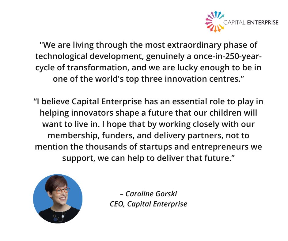 Capital Enterprise (@capenterprise) on Twitter photo We are thrilled to share that <a href="/CarolineGorski/">Caroline Gorski</a> will join Capital Enterprise as our next CEO.
With over 25 years' experience in emerging tech and digital innovation, Caroline is uniquely positioned to lead the next phase of our journey.
Read more 👇
capitalenterprise.org/blog/announcin… We are thrilled to share that <a href="/CarolineGorski/">Caroline Gorski</a> will join Capital Enterprise as our next CEO.
With over 25 years' experience in emerging tech and digital innovation, Caroline is uniquely positioned to lead the next phase of our journey.
Read more 👇
capitalenterprise.org/blog/announcin…