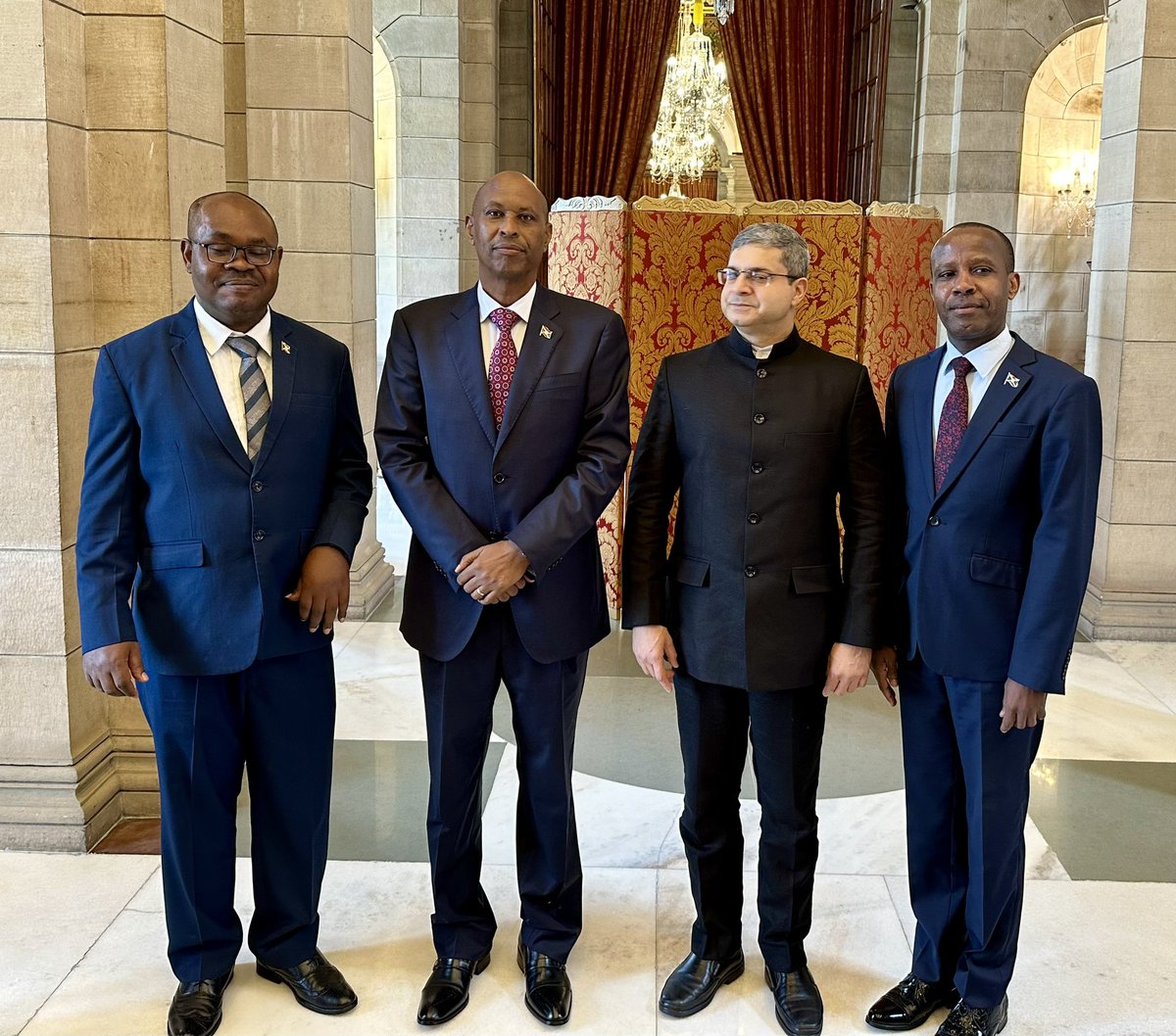 Presentation of credentials to Hon’ble Rashtrapati Ji today (19 July 2023) by HE. Demeke Atnafu, Ambassador of Ethiopia and HE. Aloys Bizindavyi, Ambassador of Burundi. Welcome to India! I look forward to working with you.