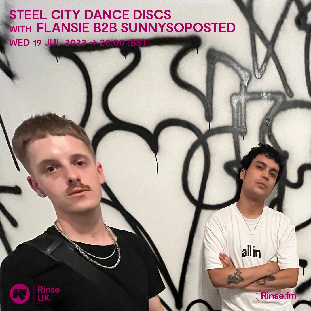 LIVE: It's @DanceDiscs with @flansiegtx B2B @sunnysoposted on rinse.fm + 106.8FM #RinseFM