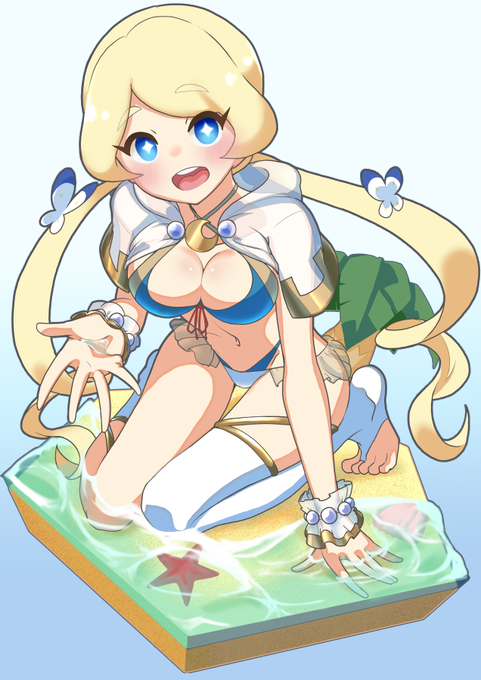 ユエリアと水辺でたわむれたいので今年も水着を作りました(◜◡◝) 