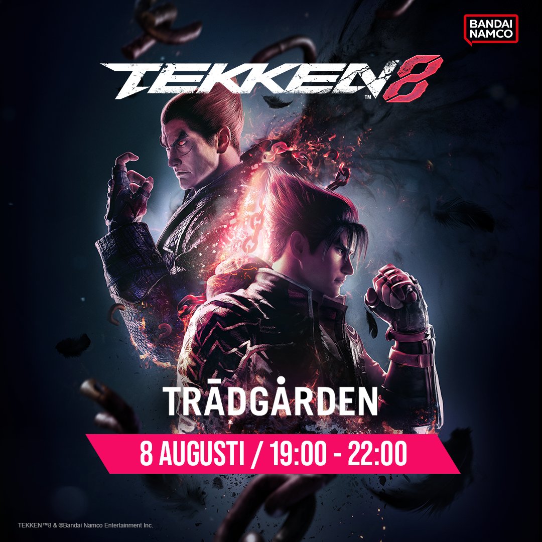 BandaiNamcoNO's tweet photo. GET READY FOR THE NEXT BATTLE!

Come to @tradgarden in Stockholm on the 8th of August to be the first players in the Nordics who gets to try the #TEKKEN8 offline versus mode! 👀🥊

Doors open at 17:00 CEST, entry is free for everyone, and you need to be over 18 to enter. https://t.co/jFQTm94wUX