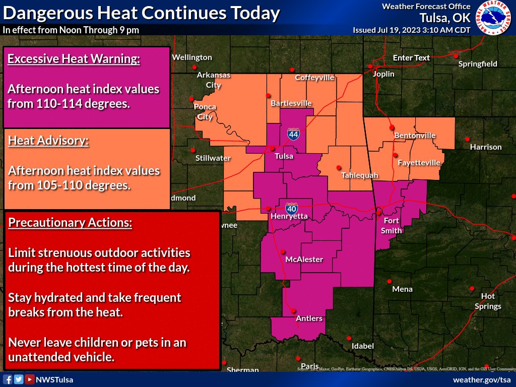 NWS Tulsa on Twitter "High temps in the 95100 deg range, combined