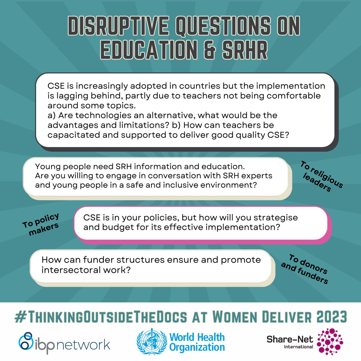 ShareNetIntl's tweet photo. Here's some of what we co-created to support advocacy and disruptive questioning during #WD2023  ⤵️
120 of us got together on July 16th for #ThinkingOutsideTheDocs organised with @ibp_network, to work on multi-sectoral strengthening and solidarity between our movements ✊ https://t.co/y5Q1rc0YD1