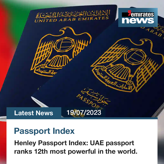 Emirates_News's tweet photo. According to the latest Henley Passport Index, the UAE passport ranks  as the 12th most powerful worldwide.
#EmiratesNews #DubaiOneTv #UAE #Dubai #News https://t.co/yG2EaviHFK