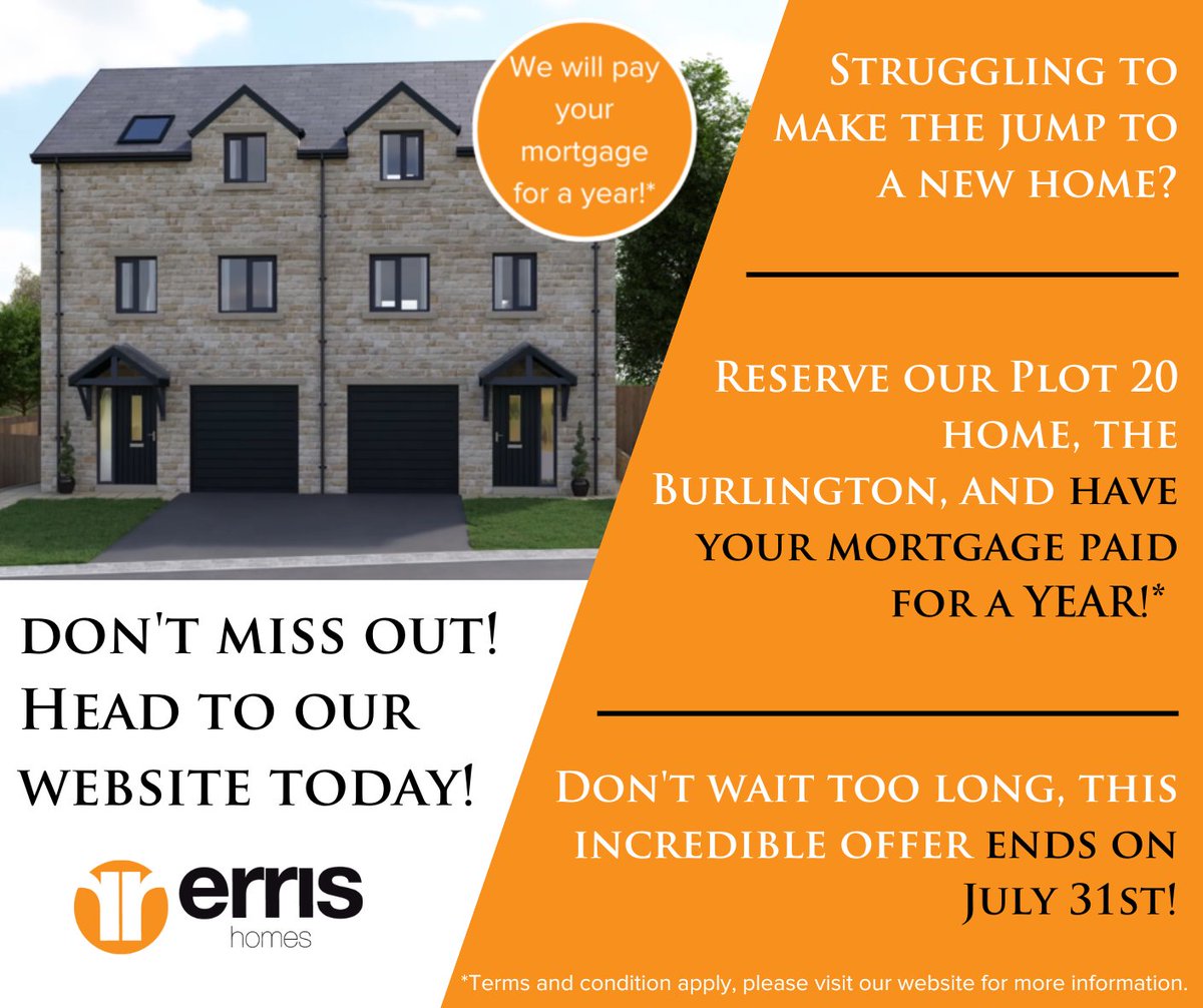👀 Don't miss out on the opportunity to have your mortgage paid for an entire YEAR! Head over to our website and check out what could be your next dream home at Calder Mews: errishomes.com/new-homes/hali…

#errishomes #moving #movinghome #caldermews #halifax #mortgage #offer