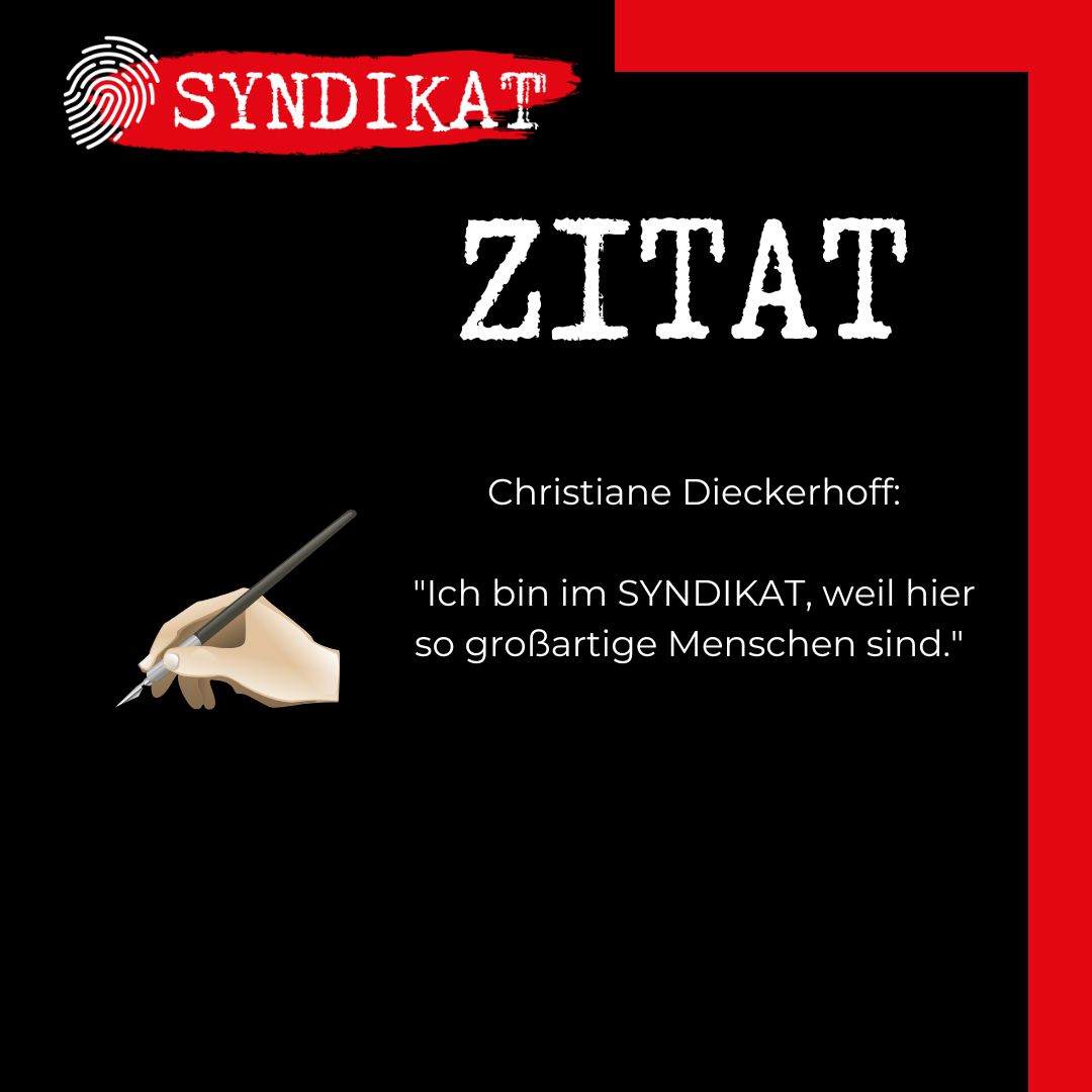 SYNDIKAT_Krimi's tweet photo. Es gibt 1.000 gute Gründe, Mitglied im SYNDIKAT zu sein. Unsere AutorInnen verraten ihren ganz persönlichen. Heute: Christiane Dieckerhoff
#syndikat #gutegründe #krimi #krimiliebe https://t.co/FLFxwj5rN2