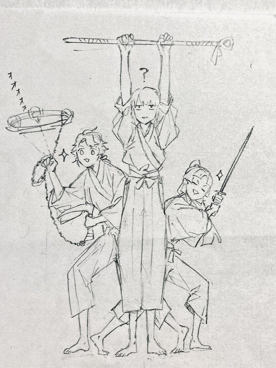 四枚目の若手三羽久しぶりに描いたので多分細部が違う 