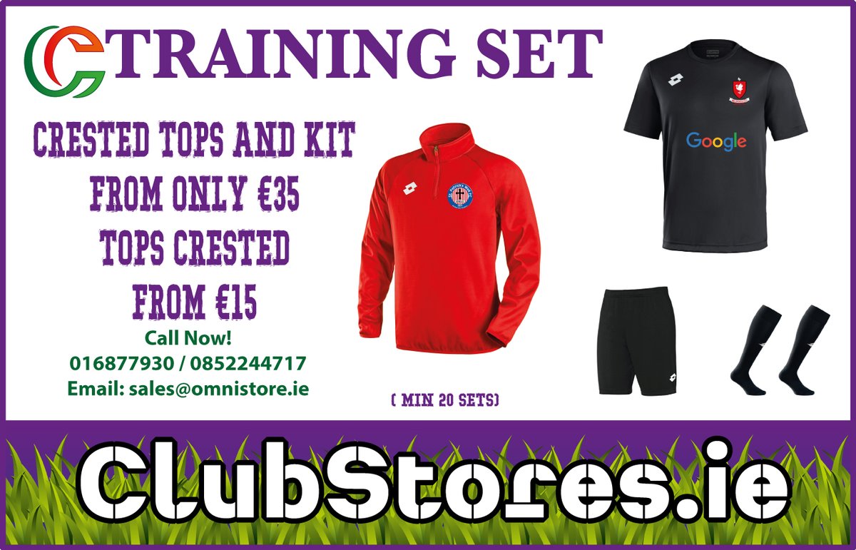 BACK TO TRAINING SPECIALS
Pack for every budget
Send us your colours, crest and items for FREE images and quote   SALES@OMNISTORE.IE