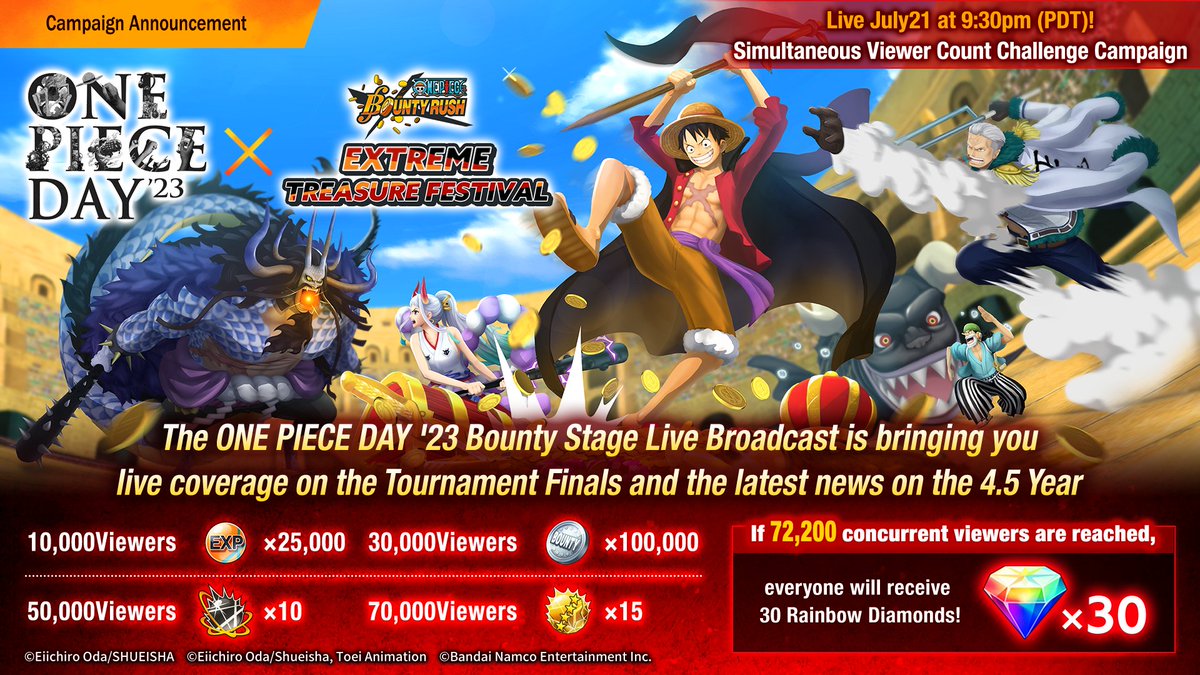 ONE PIECE Bounty Rush on X: Increased League Battle Season Rewards! In  celebration of reaching Season 100, we are increasing Season Rewards! You  can get a lot more of items like Rainbow