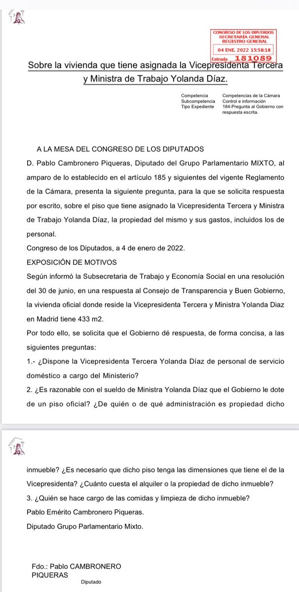 PabloCamPiq's tweet photo. 🔴 ¿Han visto hoy a @Yolanda_Diaz_ planchando?

Pues hasta hoy se lo hacía (y mañana también) el servicio que trabajaba en su “pisito” público de 430 m2.

Ah, lo olvidaba, lo pagábamos todos. https://t.co/KvIoVmRfRX
