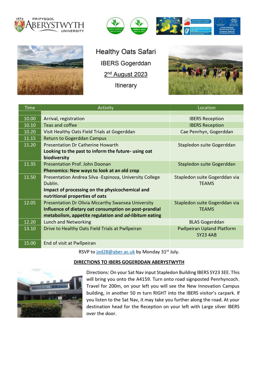 Healthy Oats (@oatshealthy) on Twitter photo The updated itinerary for Healthy Oats Safari to be organised at <a href="/ibers_aber/">IBERS - Aber</a> on 2 Aug 2023. Book a place by contacting John Davies at jod28@aber.ac.uk <a href="/HowarthOats/">Catherine</a> <a href="/doohancropslab/">Doohancropslab</a> <a href="/Jhd2doonan/">john doonan</a> <a href="/SouthernAssembl/">Southern Regional Assembly</a> @IrelandWales #EUIrelandWales #EUinmyregion <a href="/Andrea_sies/">Andrea S.</a> <a href="/bracken_rich/">Richard Bracken</a> The updated itinerary for Healthy Oats Safari to be organised at <a href="/ibers_aber/">IBERS - Aber</a> on 2 Aug 2023. Book a place by contacting John Davies at jod28@aber.ac.uk <a href="/HowarthOats/">Catherine</a> <a href="/doohancropslab/">Doohancropslab</a> <a href="/Jhd2doonan/">john doonan</a> <a href="/SouthernAssembl/">Southern Regional Assembly</a> @IrelandWales #EUIrelandWales #EUinmyregion <a href="/Andrea_sies/">Andrea S.</a> <a href="/bracken_rich/">Richard Bracken</a>