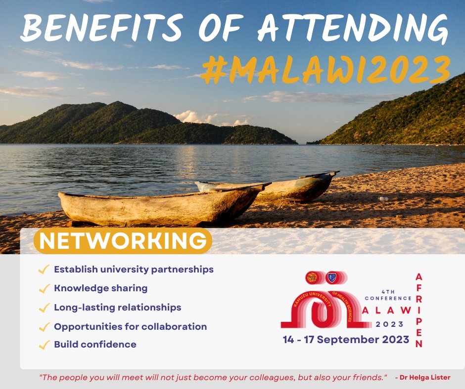 We're here to explain in detail how going to the 4th AfrIPEN Conference in Blantyre, Malawi from September 14–17, 2023 can benefit you.

Register right away to receive these fantastic benefits:
quicket.co.za/.../206302-4rd……

#WednesdayWins #MALAWI2023 #AfrIPEN #KUHeS