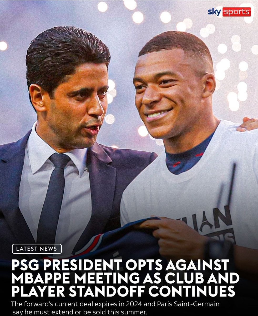 RT @PoojaMedia: No meeting!!!
Extend or we sell you.
PSG v Mpabbe https://t.co/MzEwxYFmzj