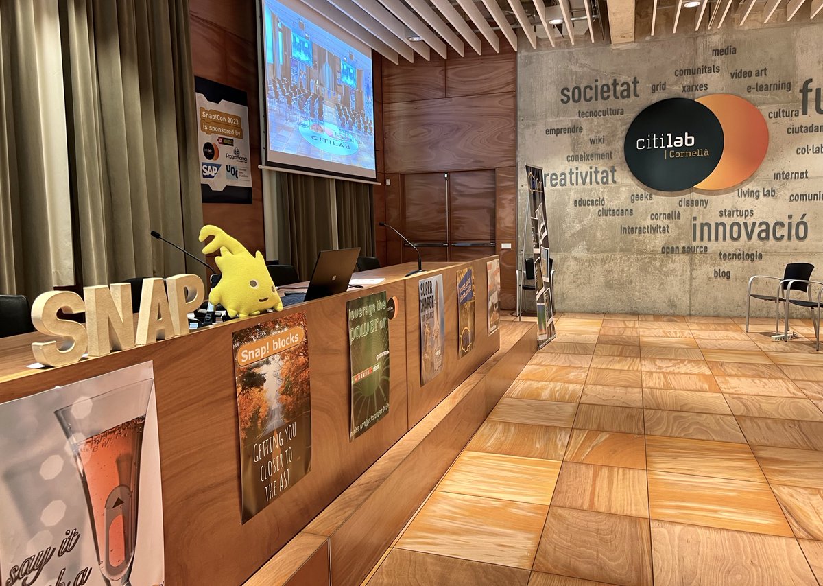 citilab's tweet photo. 🔵 En marxa la #SnapCon23 al Citilab!

#Cornellà de Llobregat és la seu de la Snap! Conference 2023, la trobada internacional que reuneix entusiastes del llenguatge de #programació visual @SnapCloud i del món de la programació i la informàtica en general d'arreu del món 💙 https://t.co/Nli30ceJgh
