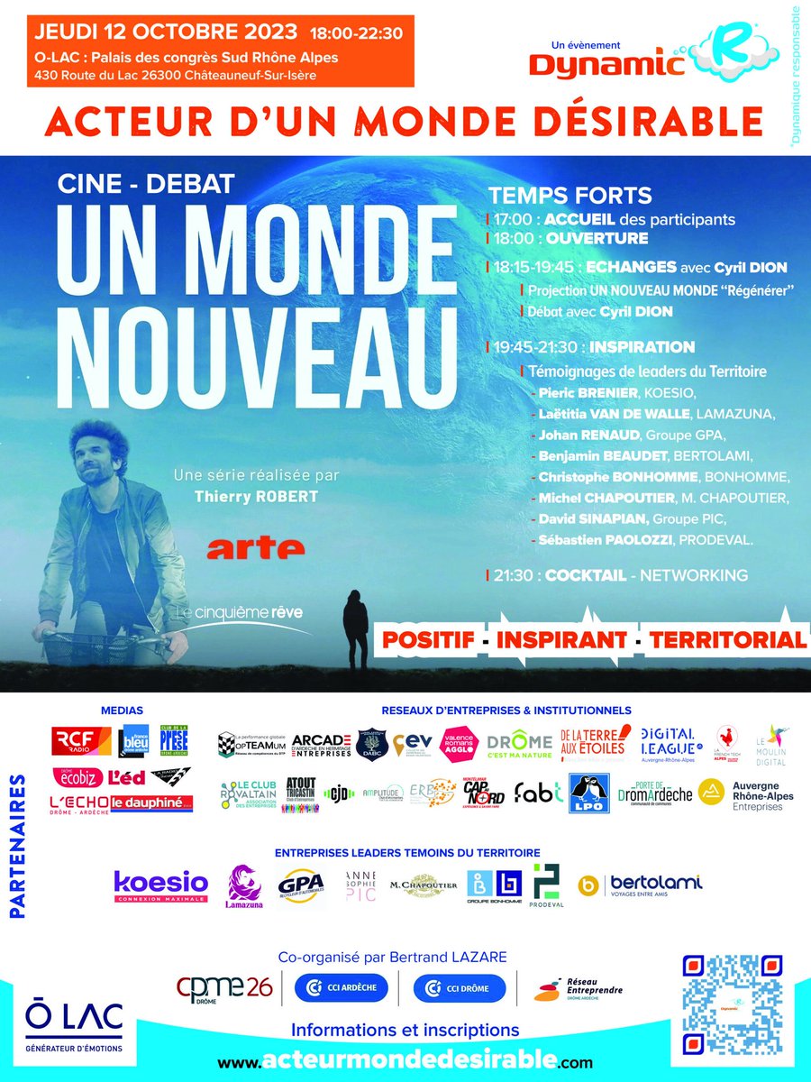 Le 12 octobre 2023, venez vous inspirer positivement avec <a href="/cyrildion/">cyril dion</a> et les leaders de la vallée du Rhône. Reservez vos places et soutenez ce projet via acteurmondedesirable.com

#climate #cyrildion