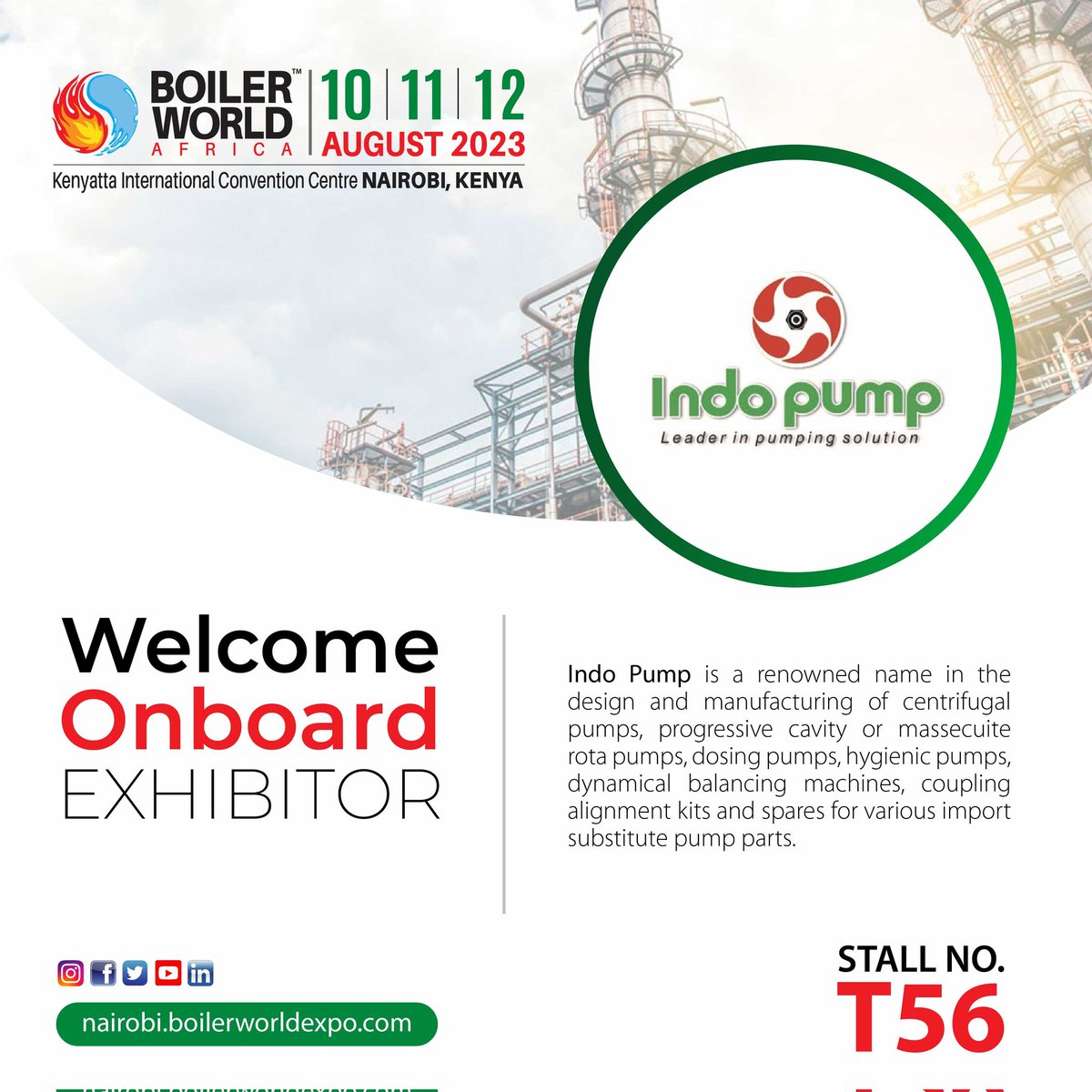 boilerworldexpo's tweet photo. We are delighted to announce Indo Pump, as an exhibitor at BOILER WORLD AFRICA 2023 - World's most promising Steam Industry Expo.
.
#boilerworldafrica #2023steamexpo #boilerindia #boilerworld #internationalexpo #africa #exhibition #IndoPump #heavyindustries #innovation https://t.co/FURDgKreF6