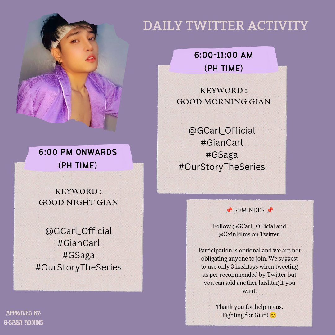GianCarlOffFC's tweet photo. JOIN US ON OUR DAILY TWITTER ACTIVITY FOR @GCarl_Official ๐
DON'T FORGET TO FOLLOW HIS OTHER SOCIAL MEDIA ACCOUNTS TOO. (INFO ON MY HEADER)
#GianCarl #GianSaga #Otentics https://t.co/9LxVTofSk2