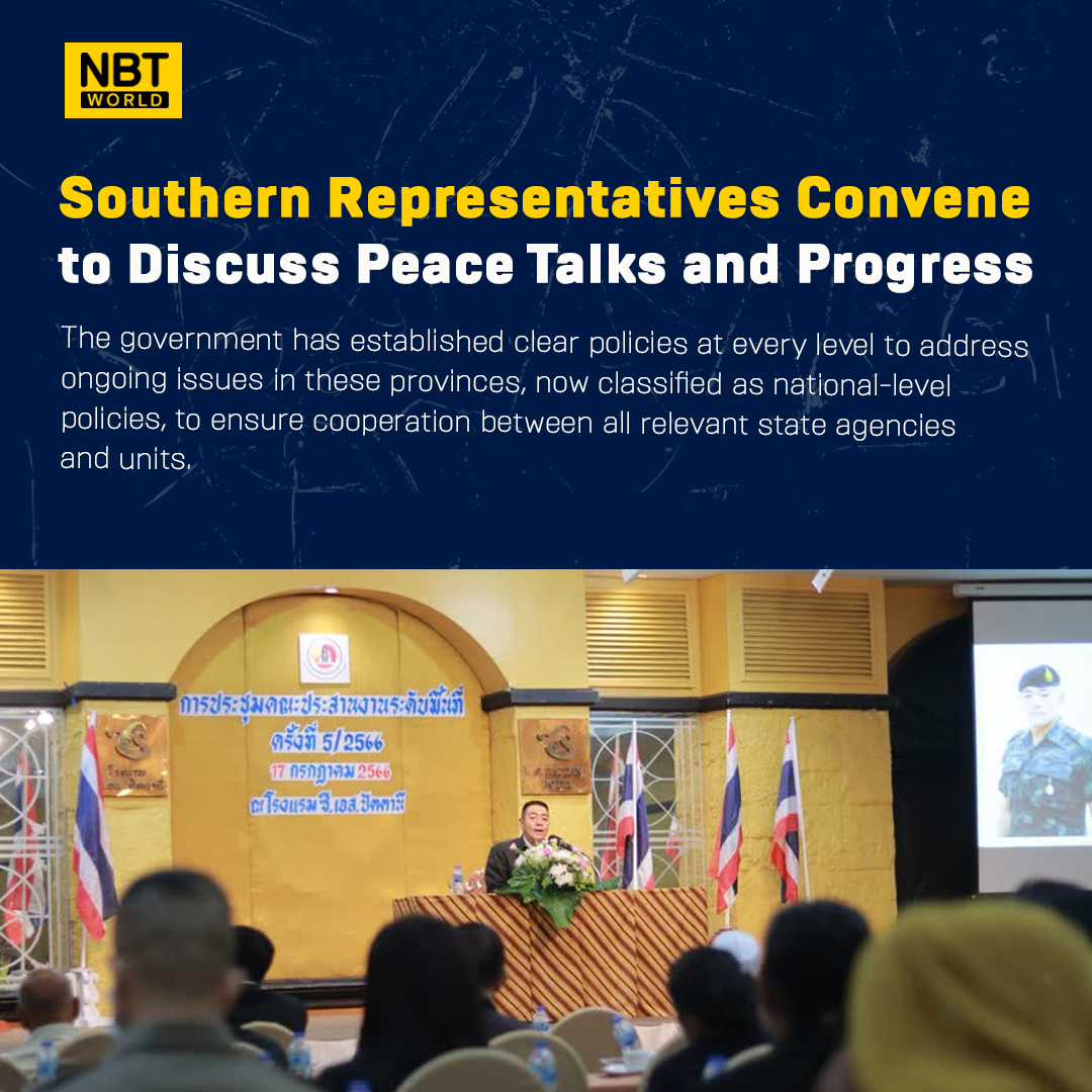 NBTWORLDNews's tweet image. Representatives in the Southern Border Provinces and Songkhla districts met to discuss peace talks, recommendations, and progress.

See more: Facebook.com/nbtworld

#Thailand #Thai #SouthernRegion #ThaiSouth #Peace #Security #Safety #Army #Government #ไทย #ภาคใต้ #สันติภาพ
