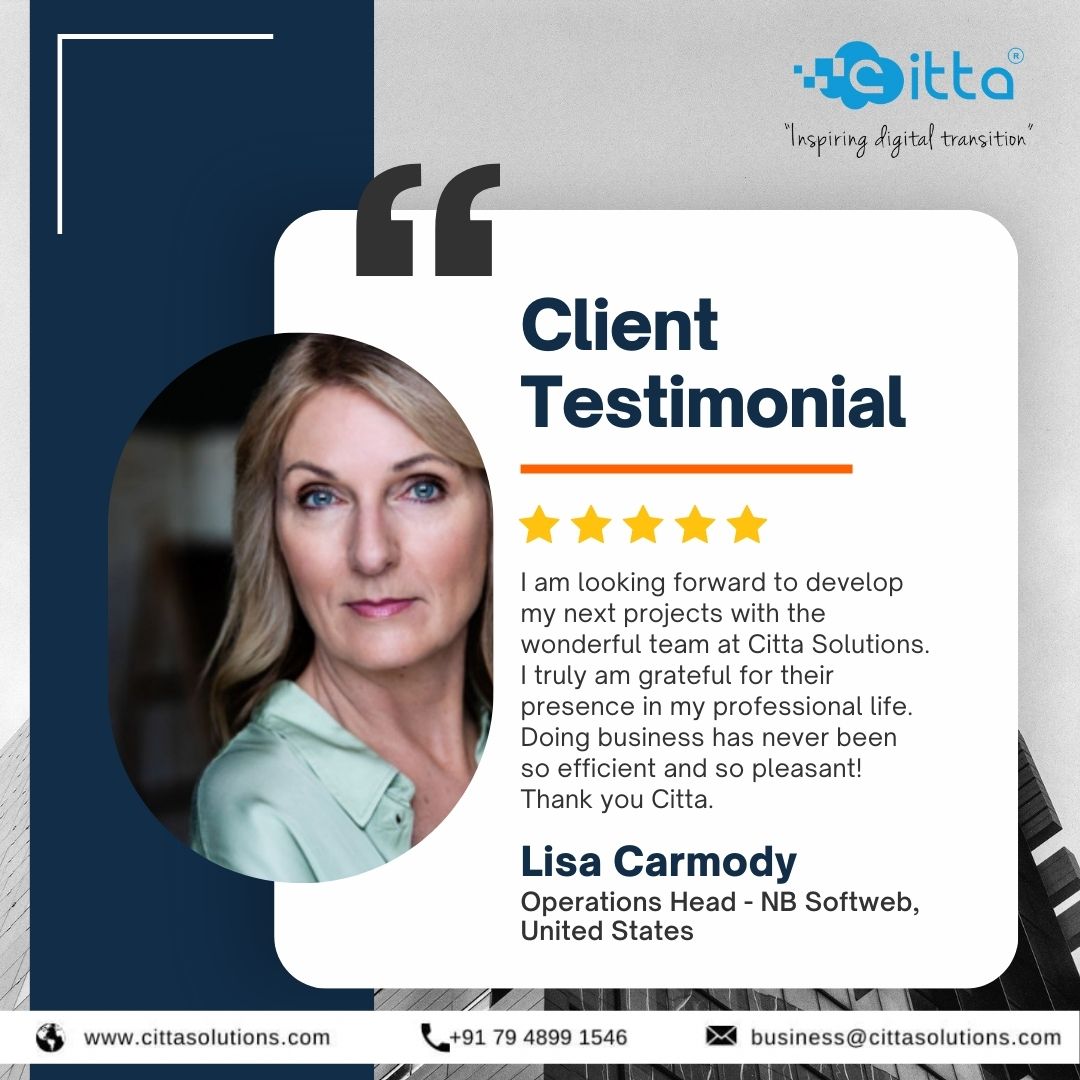 info_citta's tweet image. Our client's words are the best reflection of our work.
Hear them out! 🗣️
#citta #cittasolutions #AutomationMasters #GlobalInnovators #IndustryLeaders #citta #Cittasolutions #softwaremanagement #resourceoutsourcing #digitaltransformation #clientsatisfaction #clienttestimonial