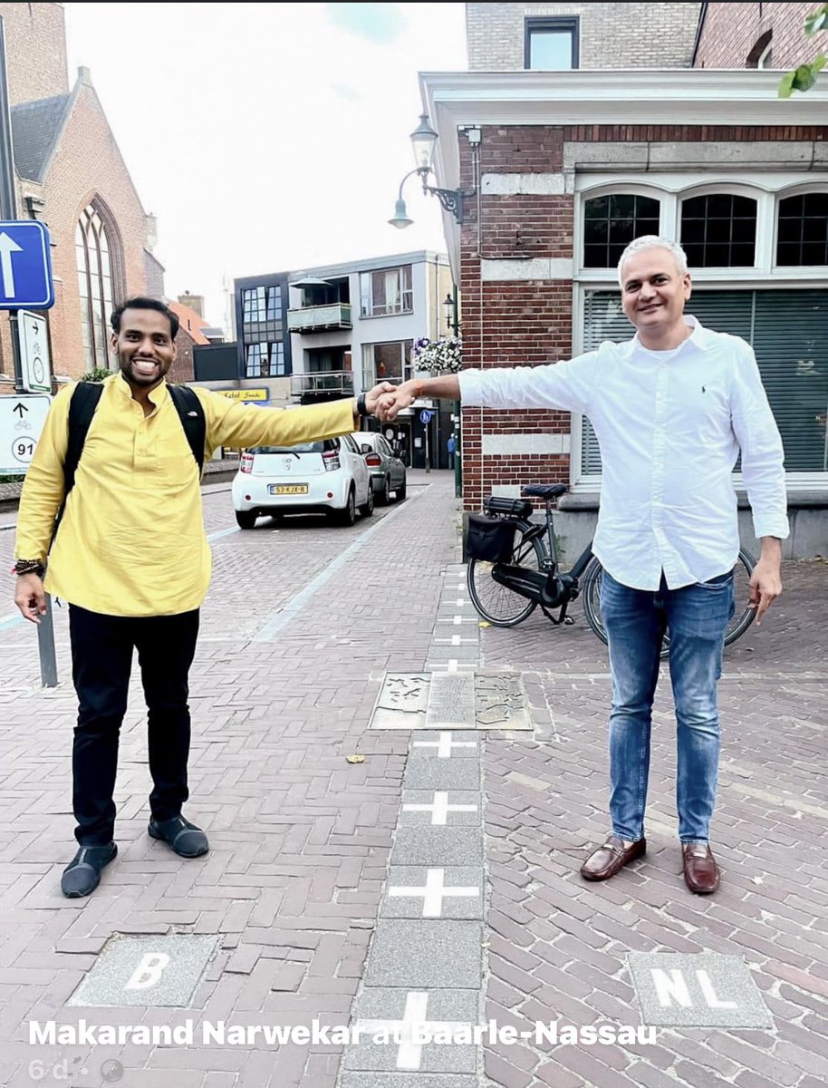 This is Belgium-Netherland Border 
Handshakes across the border 
Amazing#Love#Peace