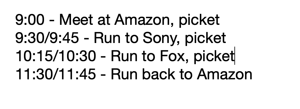 It may be hot but not hot enough to stop the <a href="/WGAWest/">Writers Guild of America West</a> showRUNNERS! 
We'll be back this Thursday, 7/20, to show the <a href="/amptp/">AMPTP</a> we haven't even begun to sweat! Join us to get a fairer contract and a faster mile time! <a href="/sagaftra/">SAG-AFTRA</a> @WGAPerspective #WGAstrong #WGAstrike #wgasolidarity