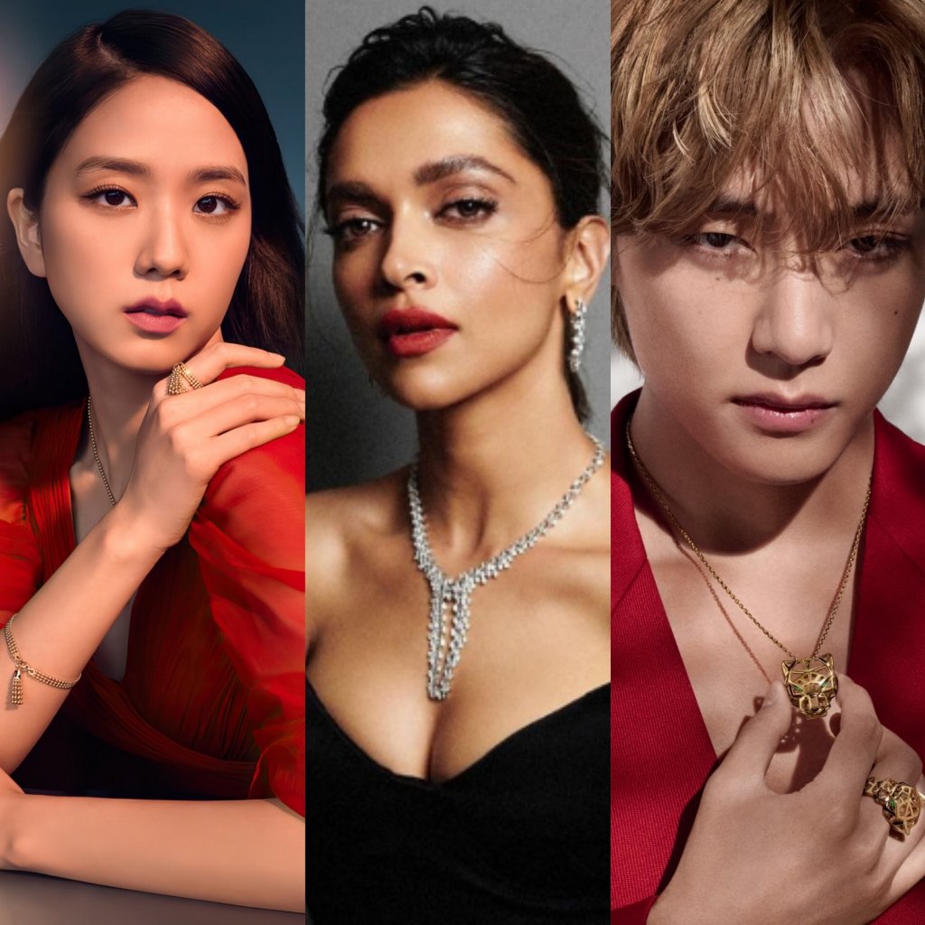 Viral Takes on X: Cartier brand ambassadors: Kim Jisoo, Deepika Padukone,  and Kim Taehyung.  / X