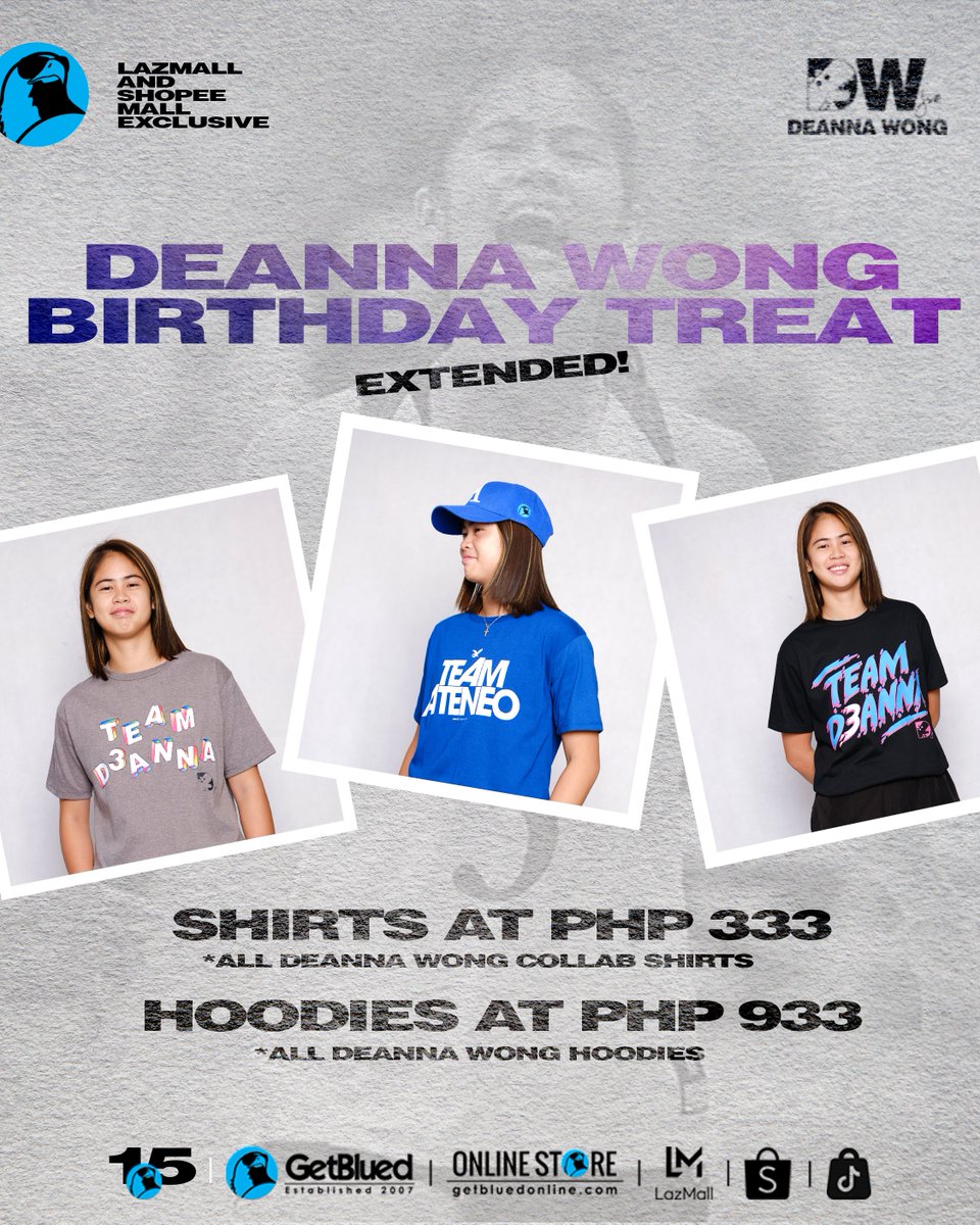GetBlued's tweet image. GREAT NEWS! 💙

 We are absolutely thrilled by the overwhelming response to the Deanna Wong Birthday Treat!  

We are delighted to announce that we still have a few items remaining, and we have decided to extend the sale until tomorrow, July 19! 

 #BossD #DeannaWongDay #GetBlued