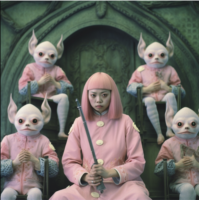 flashbynight's tweet photo. Prompt: Strange Japanese Cult https://t.co/V9neoz42Ei