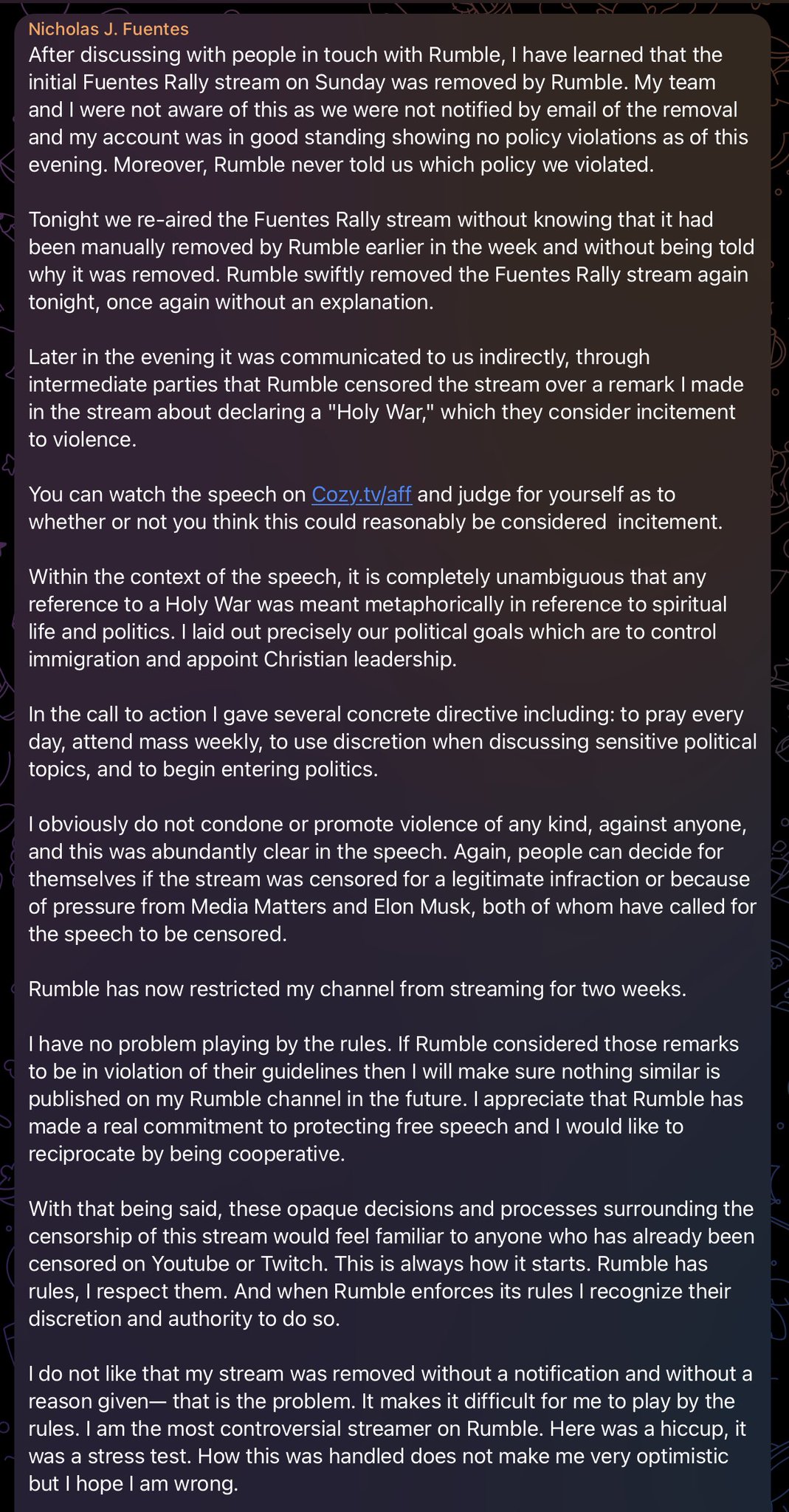 Breaking GNN on Twitter: "GNN: After Rumble censored him, Nick Fuentes