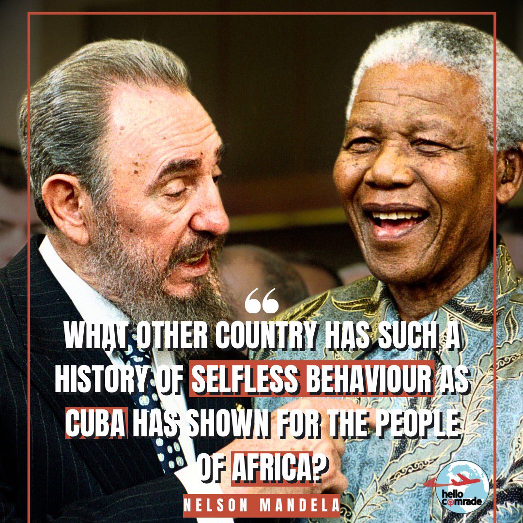 “[…] How many countries benefit from Cuban health care professionals and educators? How many of these volunteers are now in Africa? What country has ever needed help from Cuba and has not received it? […]” #NelsonMandela #OffTheList #EndTheBlockade #Cuba <a href="/NNOCuba/">National Network on Cuba 🇨🇺</a> <a href="/communistsusa/">Communist Party USA</a>