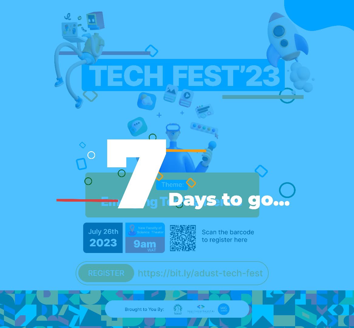 GDG_Adustech's tweet photo. ⏳ Counting down to GDSC!

Only 7 days to go! Join us on the 26th July for an exciting GDSC event at Adust, Wudil. Explore Google tech, attend talks, and connect with fellow enthusiasts. Don't miss out! 

#GDSCEvent #Countdown #TechTalks #NetworkingOpportunity https://t.co/SIAEi5yafY