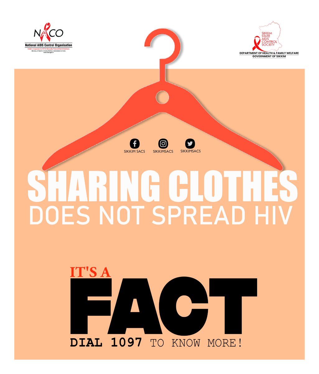 HIV is not transmitted by sharing clothes. IT IS A FACT. The virus does not live outside the body, so there is zero risk of HIV transmission through social contact.
GET INFORMED, DISPEL MYTH.
#jointheredrevolution #spreadaword #knowhivfacts #dial1097 #getinformedgettested