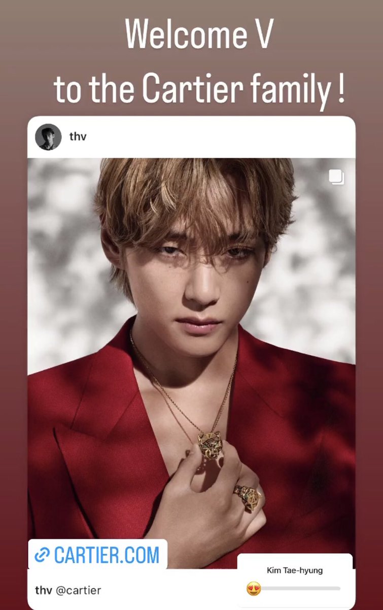 [INFO] Cartier Managing Director, Laurent Feniou IG story 

“Welcome V to the Cartier Family!”