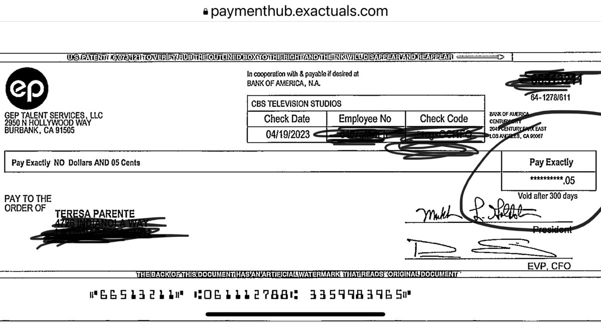 vanabula's tweet image. The actors’ strike is not about the stars. Here’s a typical residual check for many re-plays of a major TV show. Career actors just want to make a living from their hard work. Somebody is making nice money from these reruns, but it sure isn’t me. #actorsstrike  #careeractors
