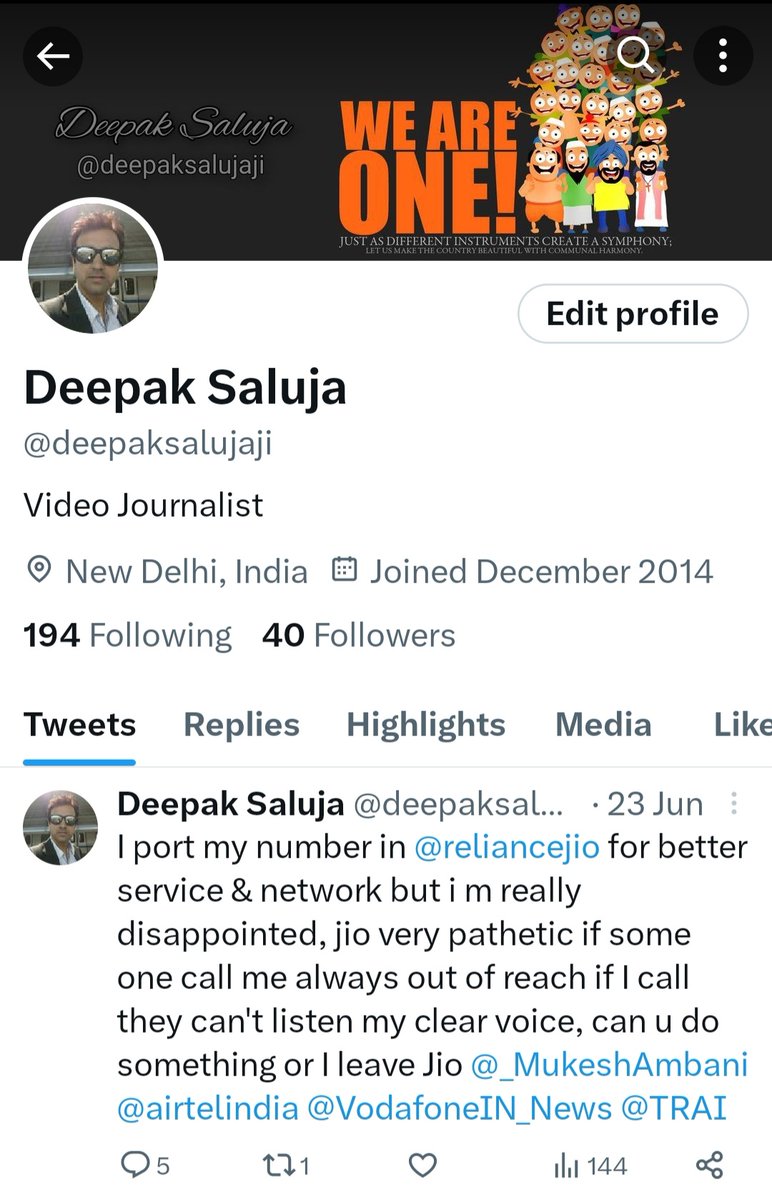 deepaksalujaji's tweet photo. I want my @reliancejio number port in @airtelindia . Where is airtel store in connaught place ? #BYEBYE @JioCare @reliancejio @jio https://t.co/flfJTiDaph